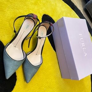 Furla real fur strap kitten heel 37